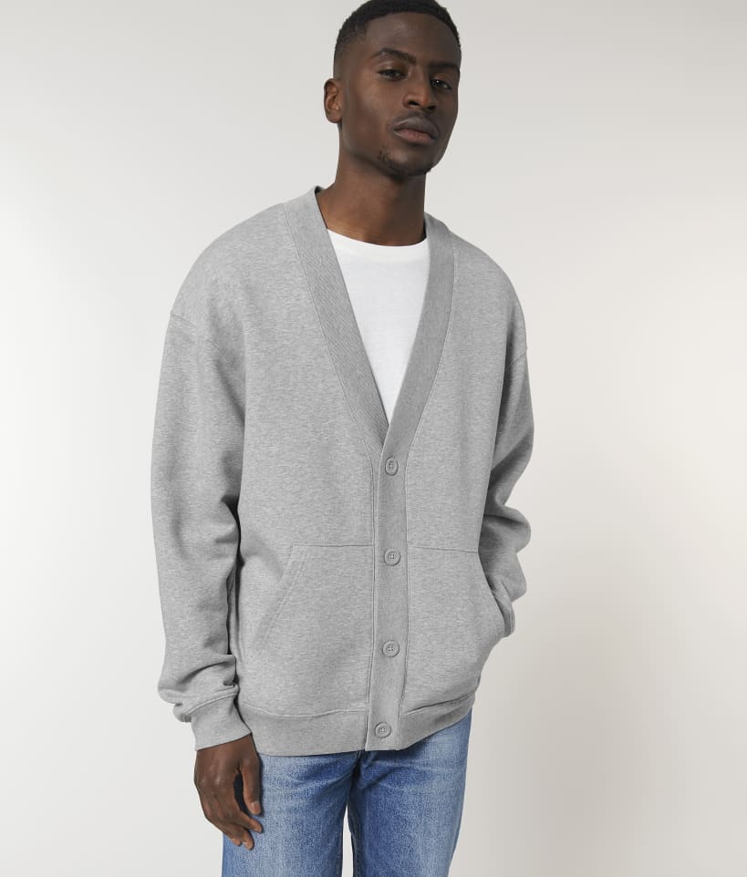 Button Up Organic Sweatshirt Cardigan (Mens/Unisex)