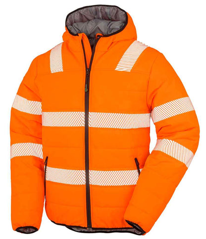 Recycled Hi-Vis Padded Hooded Safety Jacket (Mens/Unisex)