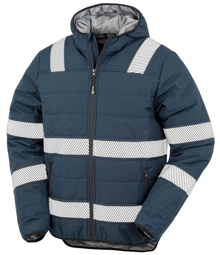Recycled Hi-Vis Padded Hooded Safety Jacket (Mens/Unisex)